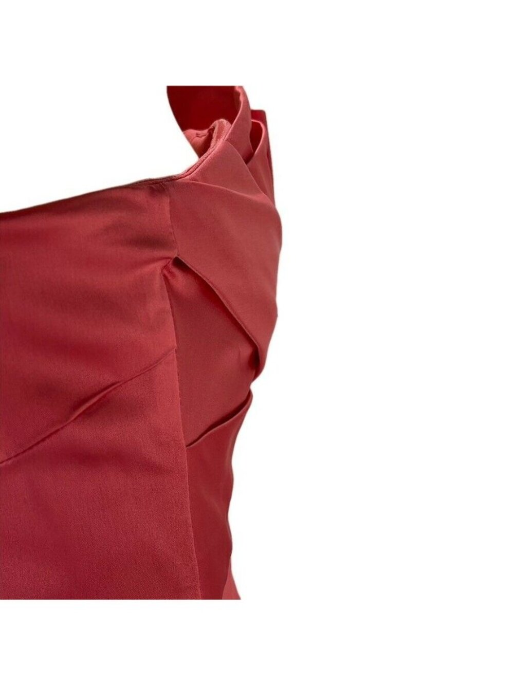 Phoebe Couture Strapless Red Satin Evening Gown - Picture 6 of 9